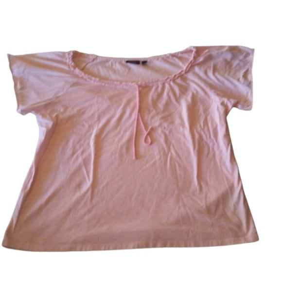 Avenue Pink Cotton Drawstring neckline Tee, size 26/28