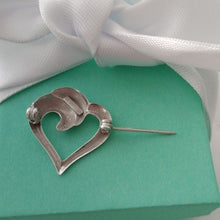 Load image into Gallery viewer, Vintage Beau Sterling Silver Openwork Heart Brooch
