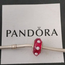 Load image into Gallery viewer, Pandora Retired Red and White Murano Seeing Spots Bead - 790633
