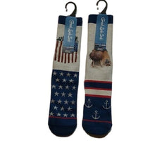 Load image into Gallery viewer, Good Luck Socks Americana Navy Theme 2 Pair Adult Size 8-13
