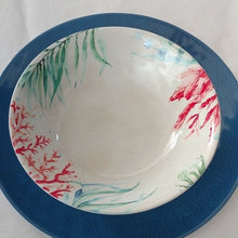 Load image into Gallery viewer, Melamine Sea Life Sea Horse Salad Plate, Blue Dinner Plate and matching …

