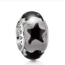 Load image into Gallery viewer, Pandora Murano Black Stars Charm Bead ALE 925 790908 Sterling …
