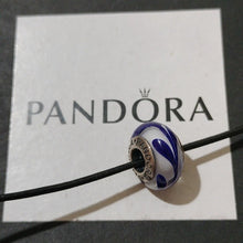 Load image into Gallery viewer, Pandora Retired Blue Swirl Murano Glass Bead - 790675
