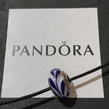 Load image into Gallery viewer, Pandora Retired Blue Swirl Murano Glass Bead - 790675
