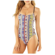 Load image into Gallery viewer, STUDIO Anne Cole Lace Up Vintage Maillot One Piece Swimsuit, Tile Tease, 8
