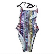Load image into Gallery viewer, STUDIO Anne Cole Lace Up Vintage Maillot One Piece Swimsuit, Tile Tease, 8
