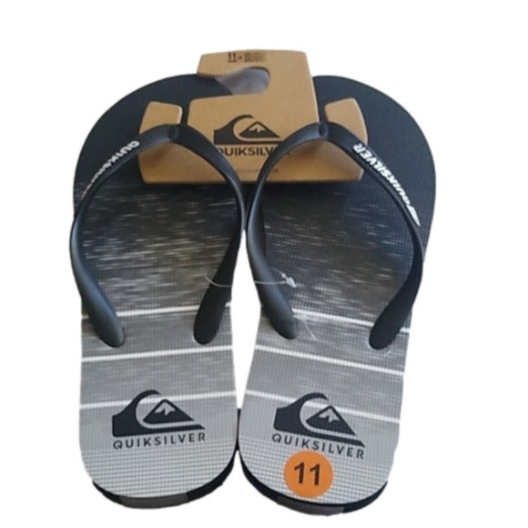 Quiksilver Men's Black/White Flip Flop Sandals, Size 11