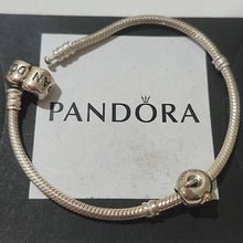 Load image into Gallery viewer, Pandora 7.0&quot; Snake Chain Bracelet &amp; Sterling Silver Apple Bead w/ 14K Gold Worm
