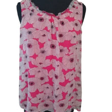 Load image into Gallery viewer, Elle Sleeveless Floral Career Blouse, Pink, White + Black, Size Large

