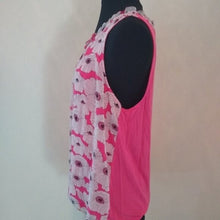 Load image into Gallery viewer, Elle Sleeveless Floral Career Blouse, Pink, White + Black, Size Large
