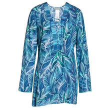 Load image into Gallery viewer, La Blanca Sketched Leaves Long Sleeve Tunic Swim Cover-Up Size Large
