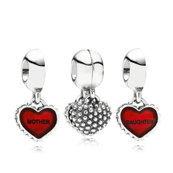 Pandora Piece of My Heart - Mother - Daughter Charms 790950EN27 Sterling Silver…