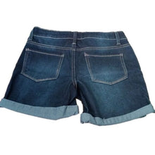 Load image into Gallery viewer, Girl&#39;s SO Favorite Super soft Stretch Denim Midi Shorts, Dark Wash, size 16
