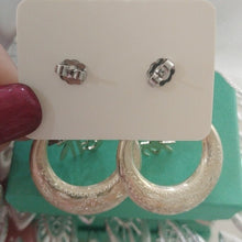 Load image into Gallery viewer, 1940s Sterling Silver Stud Hoops with Chinese Letters Characters
