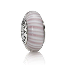 Load image into Gallery viewer, Pandora Retired Lavender Murano Glass Bead with Candy Stripes - 790681
