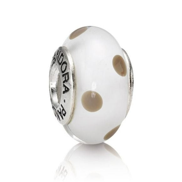 Pandora Retired Black on White Murano Glass Polka Dot Bead - 790602