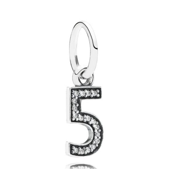 Pandora Retired Sterling Silver Number 5 Five Dangle with CZ -791343CZ