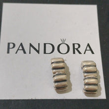 Load image into Gallery viewer, Pandora Sterling Silver 7" Snakechain Starter Bracelet w/  2 Ribbed Clips 790163
