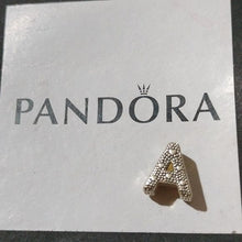 Load image into Gallery viewer, Pandora Sterling Silver Open Letter A Alphabet Charm with Heart Pattern - 797455
