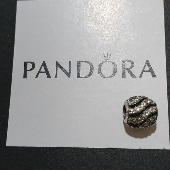 Pandora Retired Sterling Silver Winter Wisp Bead with Clear Pave Zirconia