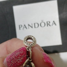 Load image into Gallery viewer, Pandora Sterling Silver I Love You Dangle Charm w/ Fuchsia Zirconia - 796596fpc
