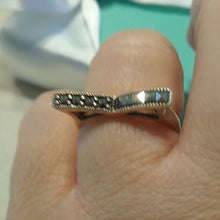 Load image into Gallery viewer, Art Deco Sterling Silver &amp; Marcasite "Kitty Kat" Ring, size 8.5

