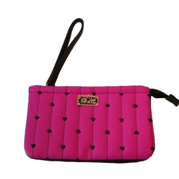 Betsey Johnson Double Pouch Wristlet, Hot Pink