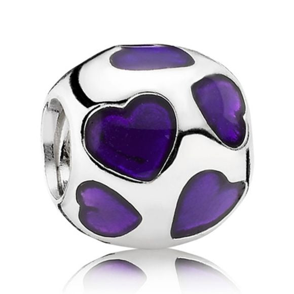 Pandora Retired Sterling Silver Love You Bead with Violet Enamel - 790543EN13