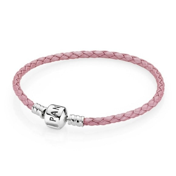 Pandora Retired Shimmering Pink Leather Bracelet 6.89