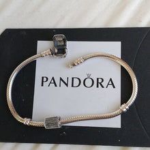 Load image into Gallery viewer, Pandora Sterling Silver 7.0&quot; Snakechain Starter Bracelet w/ Bible Charm 790261
