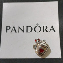 Load image into Gallery viewer, Pandora Sterling Silver Warm Cocoa Christmas Mug Charm w/ White + Red Enamel
