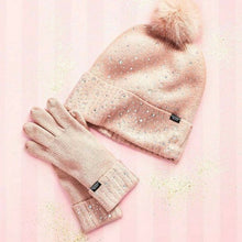 Load image into Gallery viewer, Victoria&#39;s Secret Winter Angel PomPom Hat + Glove Set
