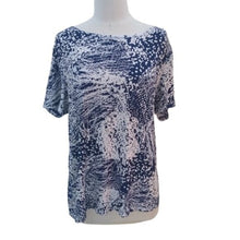 Load image into Gallery viewer, JM Collection Navy White Career Blouse Top, size Large
