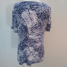Load image into Gallery viewer, JM Collection Navy White Career Blouse Top, size Large
