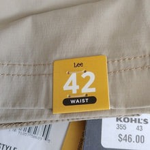 Load image into Gallery viewer, Lee Men's Mission Flat-Front Shorts, Chinchilla Khaki, 42 waist
