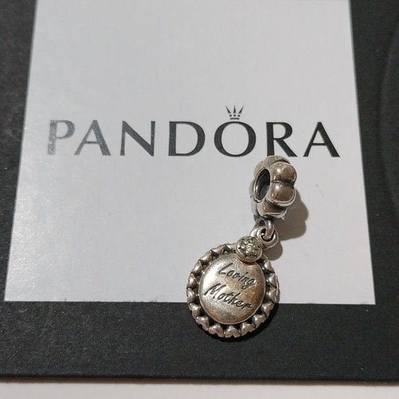 Pandora Loving Mother Dangle Charm Sterling Silver Family Dangle -791127cz