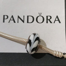 Load image into Gallery viewer, Pandora Murano Black/White Swirl Charm 790676 Sterling Silver 925 ALE
