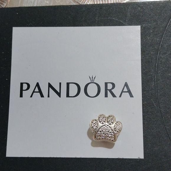 Pandora Sterling Silver Paw Print Dog Cat Charm with Clear Zirconia - 791714CZ