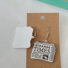 Load image into Gallery viewer, Strange Times Newspaper + Frosty Beer Mug Earrings, set of 2
