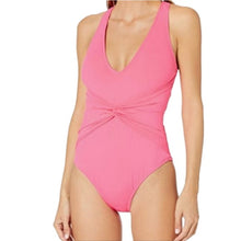Load image into Gallery viewer, La Blanca  Island Goddess Drape Twist Belt Front 1 pc Swimsuit, Ginger, Size 8
