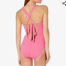 Load image into Gallery viewer, La Blanca  Island Goddess Drape Twist Belt Front 1 pc Swimsuit, Ginger, Size 8
