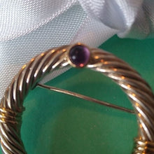 Load image into Gallery viewer, Cable Classic 925 + 14k W/ Amethysts Brooch
