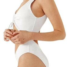 Load image into Gallery viewer, PINK Victoria's Secret White One-piece Ruched front swim suit, Size XL

