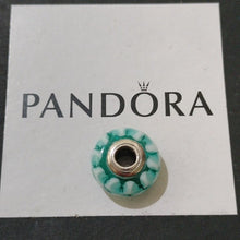 Load image into Gallery viewer, Pandora Retired Sterling Silver Teal Lattice Murano Glass Bead - 791625
