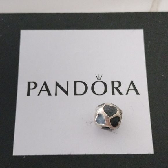 Pandora Retired Sterling Silver Love You Black Enamel Bead - 790543EN22