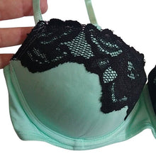 Load image into Gallery viewer, Candie's Padded Push-Up Bra, Mint + Black, 34A
