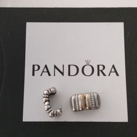 Pandora Crazy Clip Charm 790446 Sterling Silver 925 ALE, set of 2