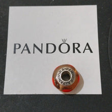 Load image into Gallery viewer, Pandora Retired Clear Murano Glass Bead with Orange Hearts - 790664
