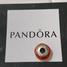 Load image into Gallery viewer, Pandora Retired Clear Murano Glass Bead with Orange Hearts - 790664
