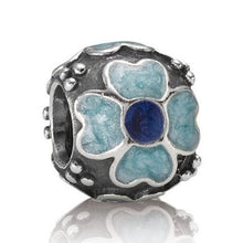 Load image into Gallery viewer, Pandora Retired Sterling Silver Daisy Flower with Blue Enamel Bead - 790433EB
